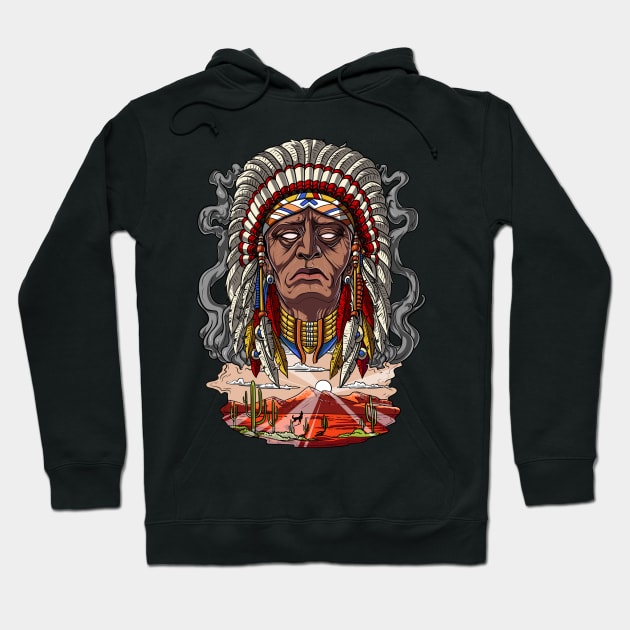 Native American Chief Hoodie by underheaven